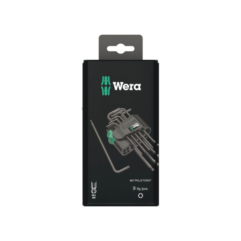 Zestaw kluczy trzpieniowych Wera TORX, BlackLaser, w opakowaniu z zawieszką, 9 części, 05073598001 Wera, 1szt.