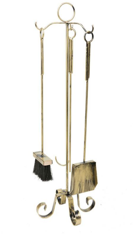 Zestaw kominkowy Dąstal metalowy czarno-złoty 75x25x25 cm 1 szt.