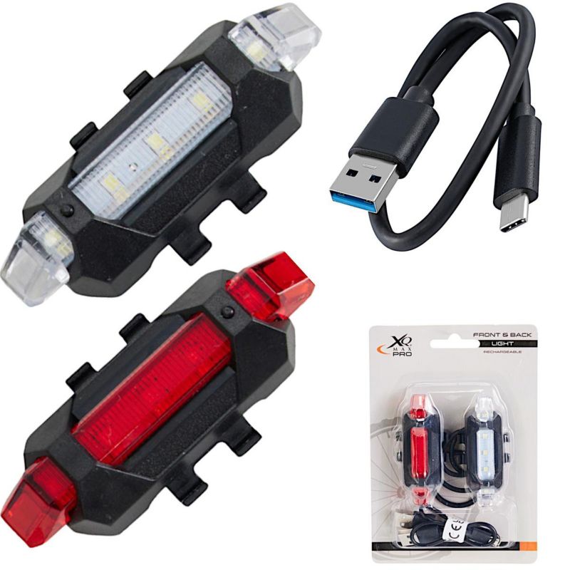 Zestaw Koopman  lamp rowerowych led przód i tył  ładowanie usb  1kpl.