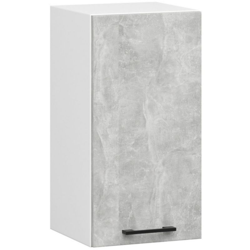 Kuchyňská sestava Akord Oliwia 1,8m Šedý beton 180 cm 7 dvířek 1 zásuvka Matná bílá barva 8 polic 180x46x203 cm 1 sada.