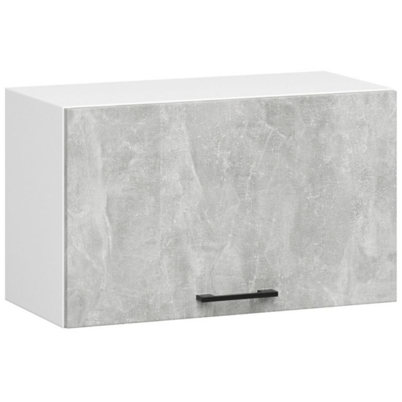 Kuchyňská sestava Akord Oliwia 1,8m Šedý beton 180 cm 7 dvířek 1 zásuvka Matná bílá barva 8 polic 180x46x203 cm 1 sada.