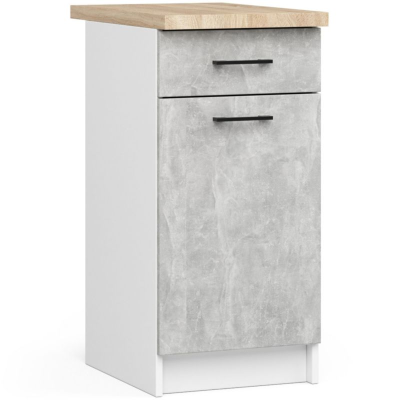 Kuchyňská sestava Akord Oliwia G1 1,8m Bílá 180 cm 6 dvířek 1 barva zásuvky Beton matný 6 polic 180x46x174 cm 1 sada.