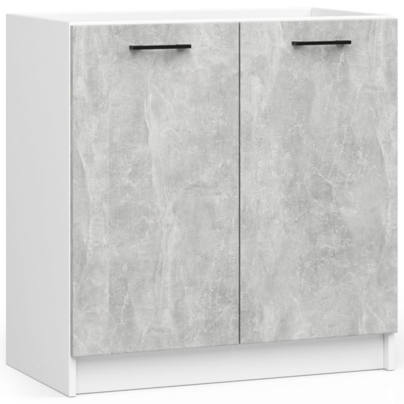 Kuchyňská sestava Akord Oliwia G1 1,8m Bílá 180 cm 6 dvířek 1 barva zásuvky Beton matný 6 polic 180x46x174 cm 1 sada.
