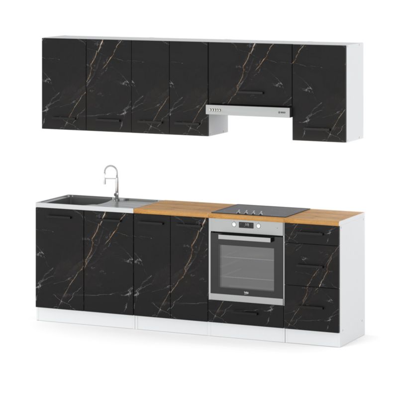 Zestaw Kuchenny Hurtownia-Mebli Z Blatem Kuchnia Mokka Plus 240cm Biały Mat San Sebastian 240x47x145 cm 1szt.
