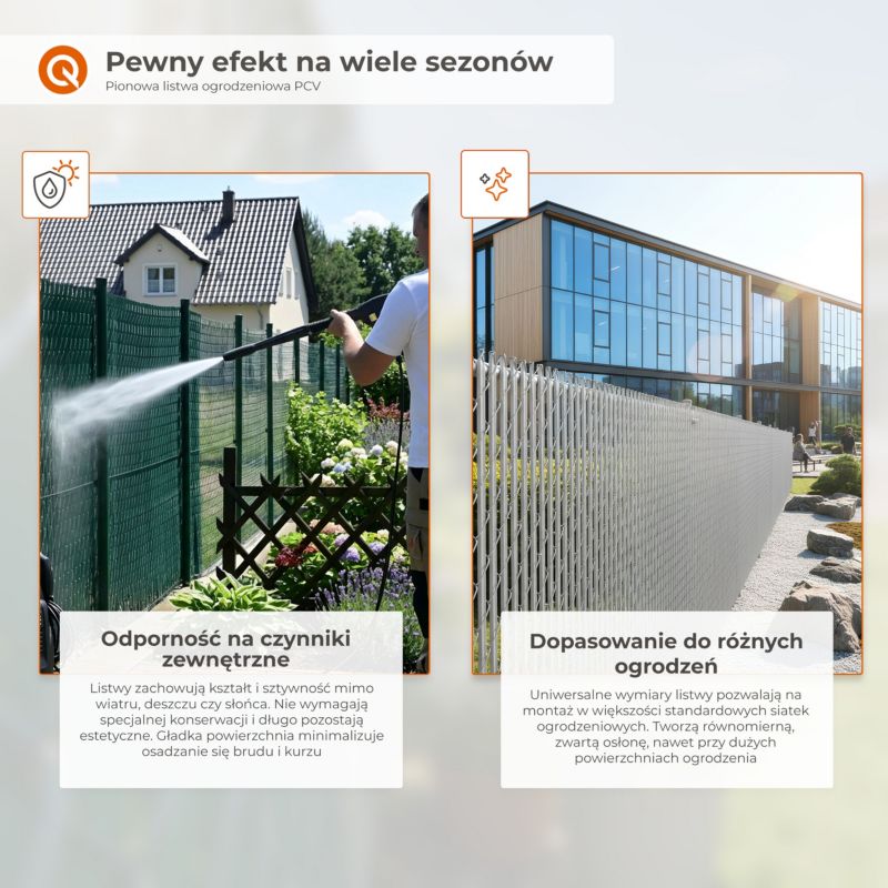 Zestaw lameli ogrodowych QUEST, osłona ogrodzeniowa 50-60 mm, odporne na UV, 150 cm, zielony, 26 szt