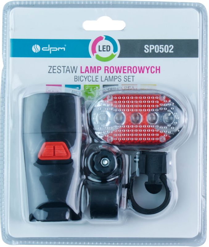 Zestaw lampek rowerowych Dpm prostokątny