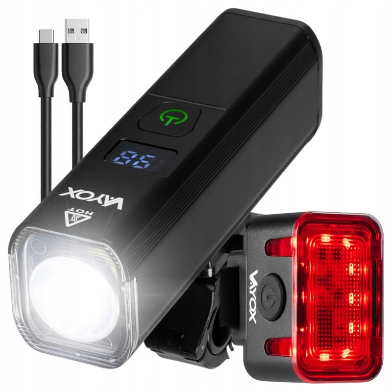 Zestaw lampek rowerowych Vayox VA0071 + VA0152 - przednia i tylna USB-C 1kpl.