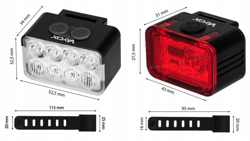Zestaw lampek rowerowych Vayox VA0151 + VA0152 - przednia i tylna USB-C 1kpl.