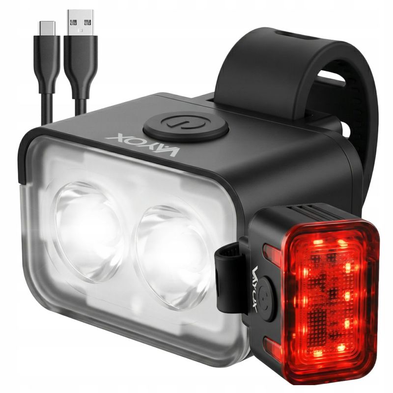 Zestaw lampek rowerowych Vayox VA0153 + VA0152 - przednia i tylna USB-C 1kpl.