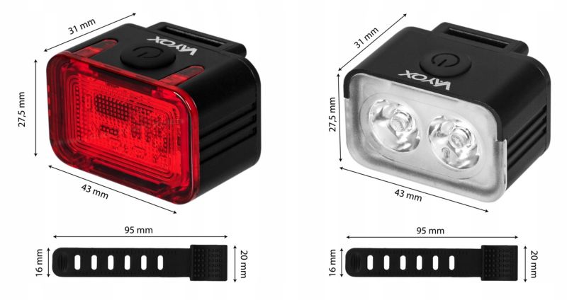 Zestaw lampek rowerowych Vayox VA0153 + VA0152 - przednia i tylna USB-C 1kpl.