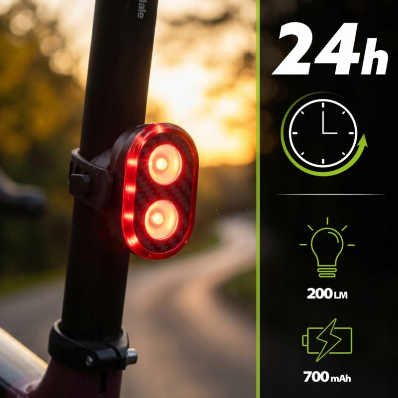 Zestaw lampek rowerowych Vayox VAF2200 + VAR200 - przednia i tylna 1kpl.