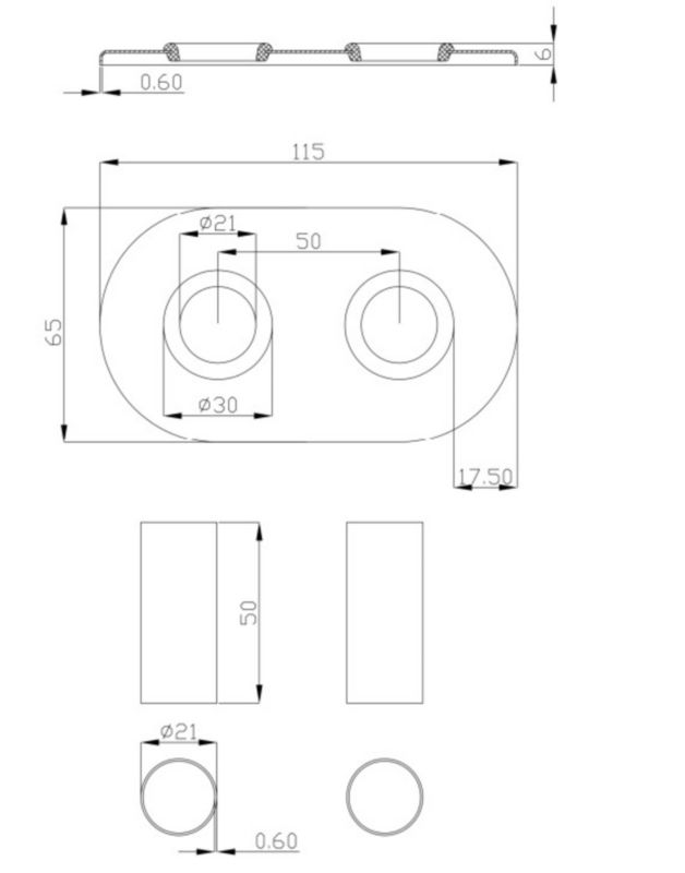 Zestaw maskujący podwójny Invena biały półmat 65x115mm, mosiądz, 1 szt.