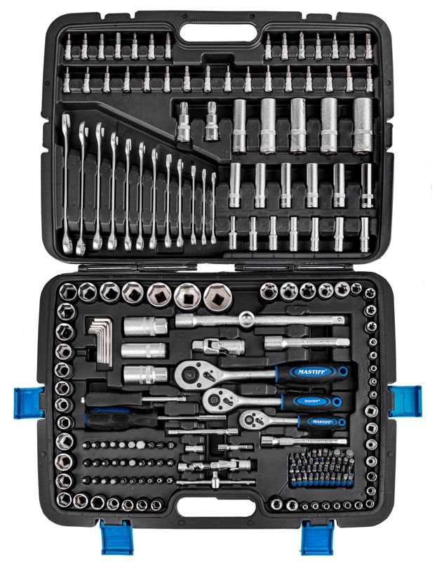 Zestaw MASTIFF klucze nasadowe, płasko-oczkowe, TORX 216 sztuk,  1szt.