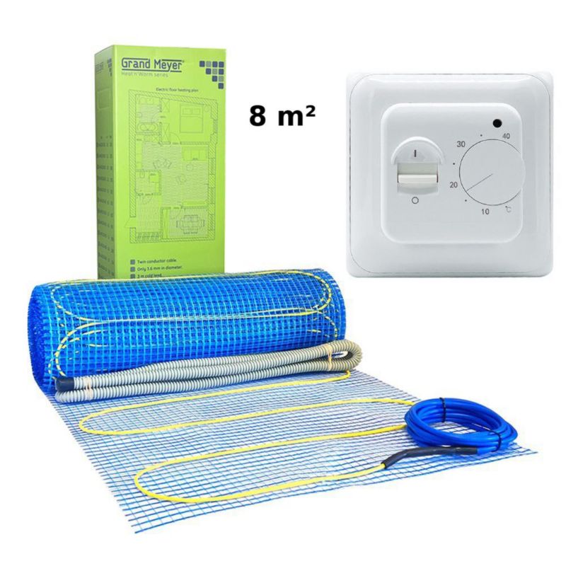 Zestaw Mata grzewcza 8 m² 170 W/m² + Termostat mechaniczny MST-1, 1 szt.