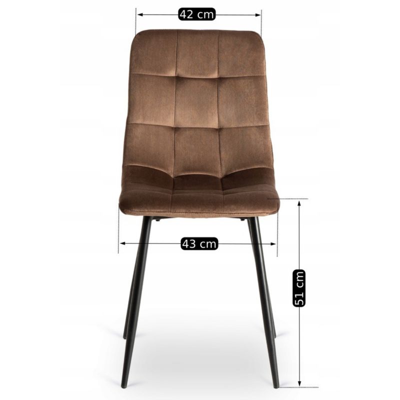 Zestaw Mebel Elite 6x Krzesło Tapicerowane PERU do Jadalni Brązowe Welurowe Loft 1 kpl.