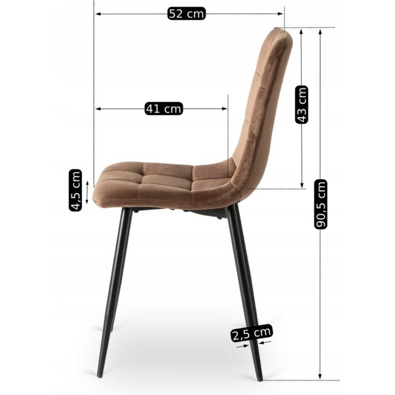 Zestaw Mebel Elite 6x Krzesło Tapicerowane PERU do Jadalni Brązowe Welurowe Loft 1 kpl.