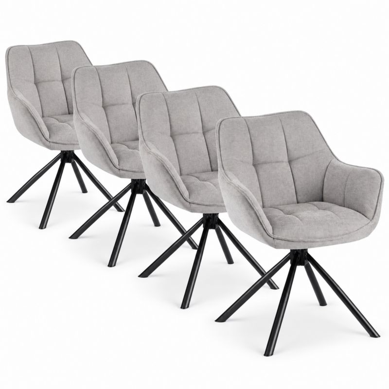 Zestaw Mebel Elite PEONY 2 4 Krzeseł Obrotowych Tapicerowanych Szarych Do Jadalni 1 kpl.