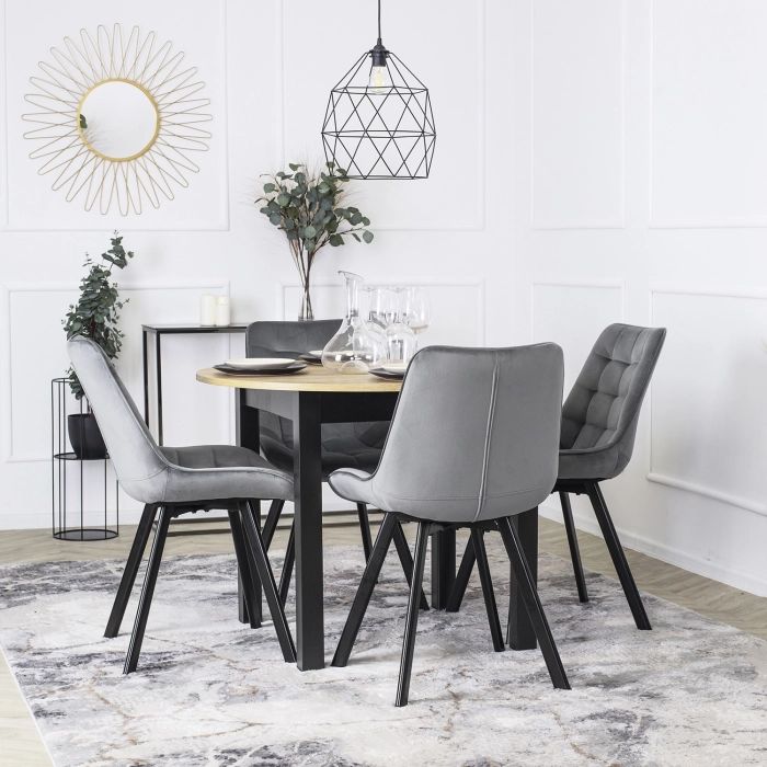 Zestaw Mebel Elite RICK 6x Krzesło Tapicerowane do Salonu Szare Welurowe Loft 1 kpl