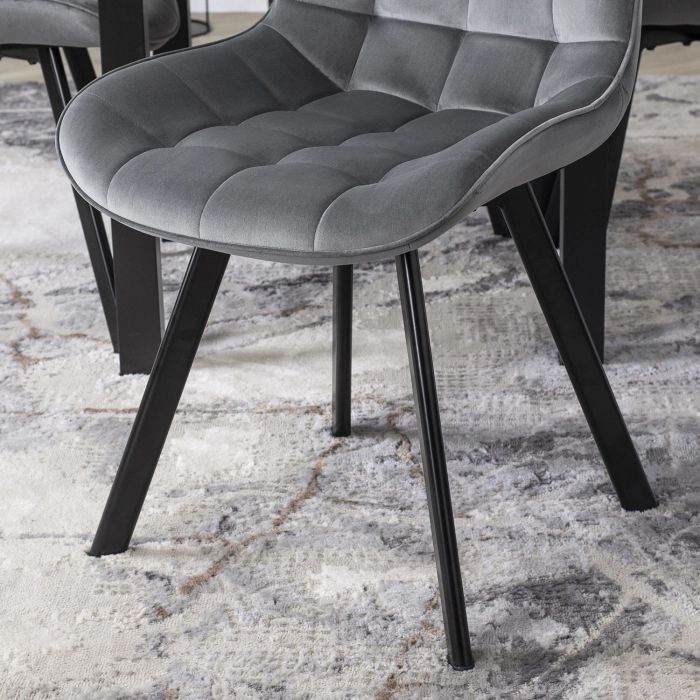 Zestaw Mebel Elite RICK 6x Krzesło Tapicerowane do Salonu Szare Welurowe Loft 1 kpl