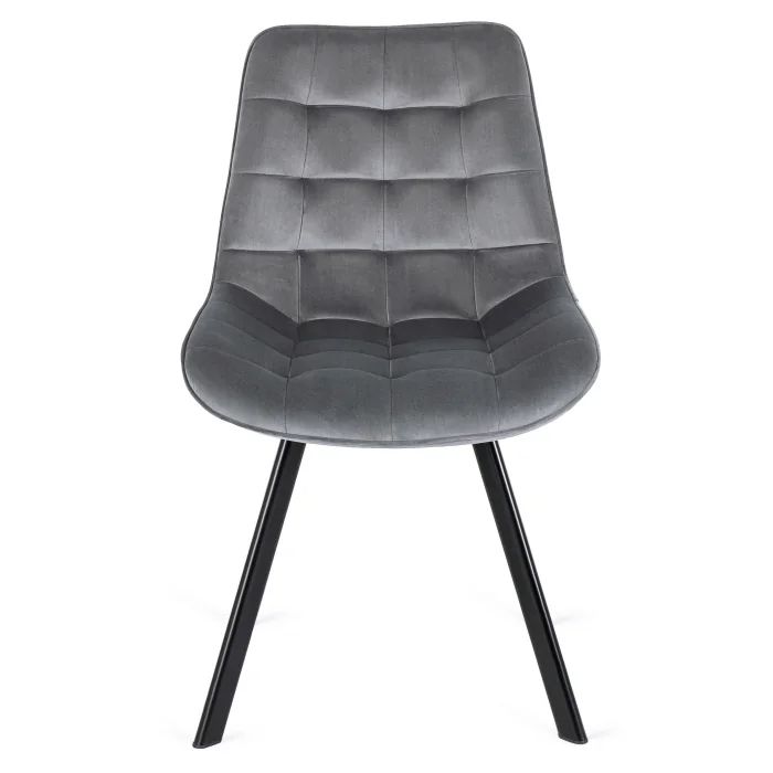 Zestaw Mebel Elite RICK 6x Krzesło Tapicerowane do Salonu Szare Welurowe Loft 1 kpl