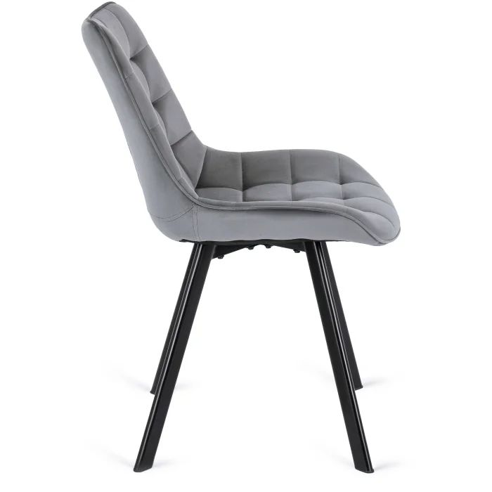 Zestaw Mebel Elite RICK 6x Krzesło Tapicerowane do Salonu Szare Welurowe Loft 1 kpl