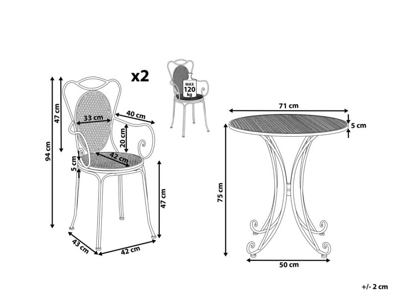 Zestaw mebli balkonowych Cilento Metal Szary 1 kpl