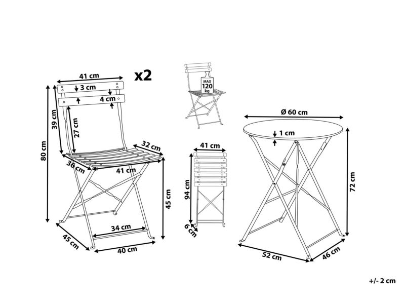 Zestaw mebli balkonowych Fiori Metal Czarny 1 kpl