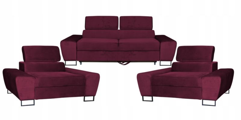 Zestaw mebli do salonu sofa i fotele Family Meble Bosso bordowo 1szt