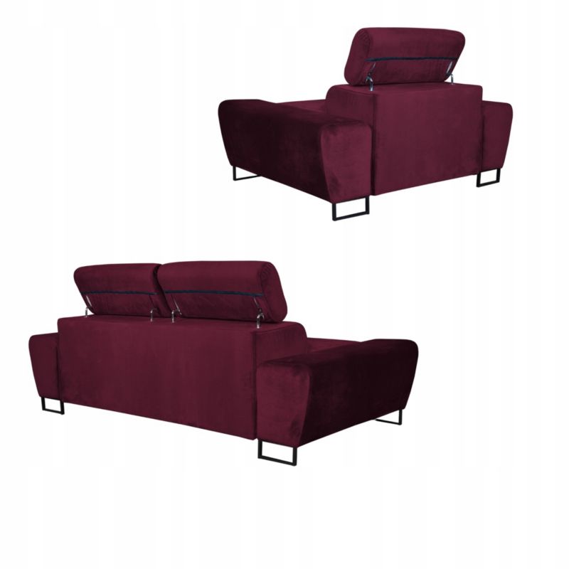 Zestaw mebli do salonu sofa i fotele Family Meble Bosso bordowo 1szt