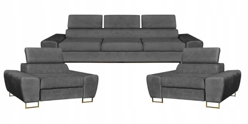 Zestaw mebli do salonu sofa i fotele Family Meble Bosso szare 1szt