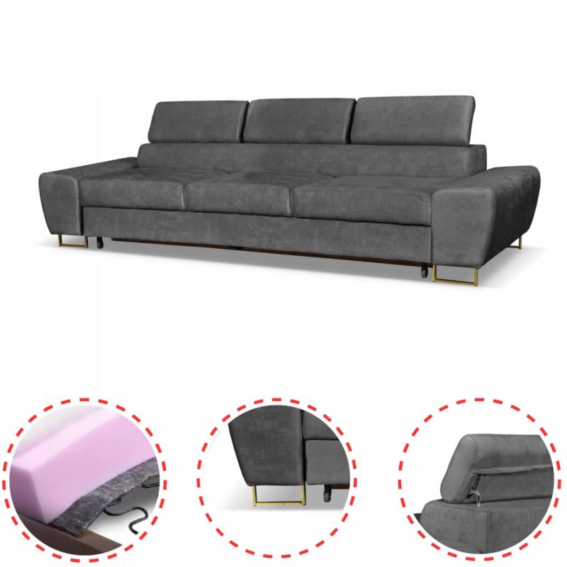 Zestaw mebli do salonu sofa i fotele Family Meble Bosso szare 1szt