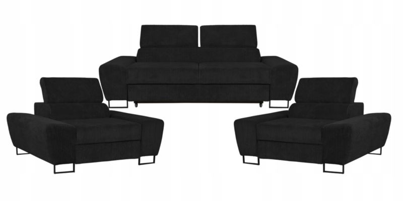 Zestaw mebli do salonu sofa i fotele Family Meble Savio czarny 1szt