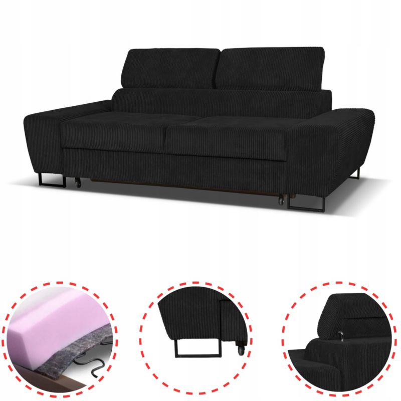 Zestaw mebli do salonu sofa i fotele Family Meble Savio czarny 1szt