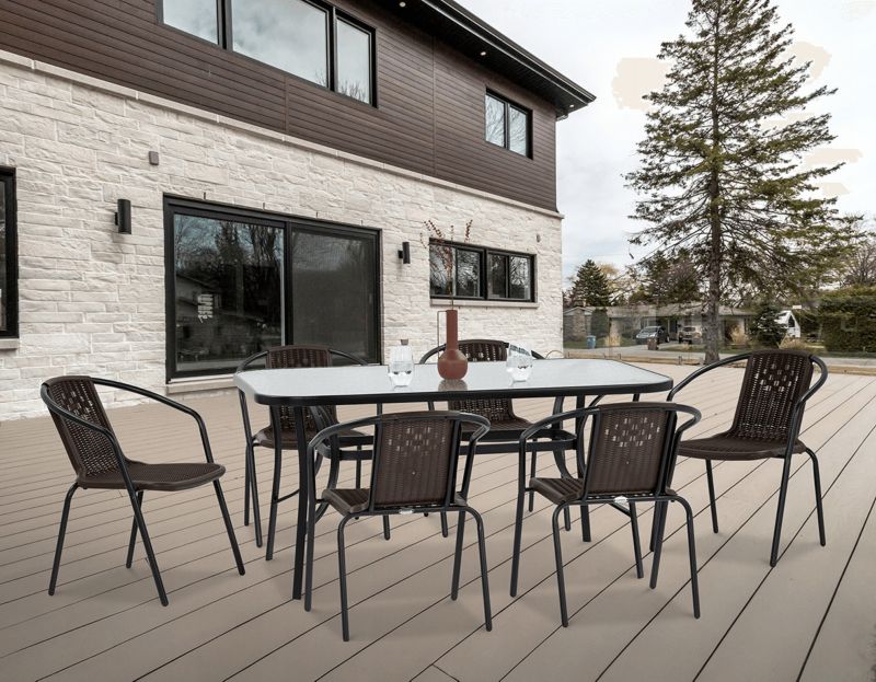 Zestaw Mebli Jadalnianych Focus Garden Ogrodowych Simple Stół 150x90cm 6 Krzeseł Brązowy 1 szt