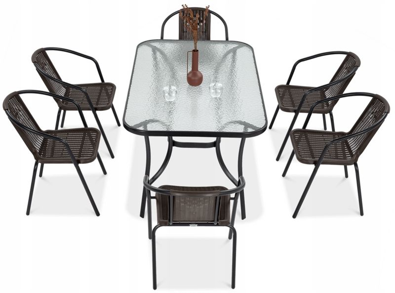 Zestaw Mebli Jadalnianych Focus Garden Ogrodowych Simple Stół 150x90cm 6 Krzeseł Brązowy 1 szt