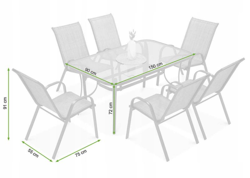 Zestaw Mebli Jadalnianych Focus Garden Ogrodowych Stół 150x90 6x Krzesło Bologna beż Beige 1 szt