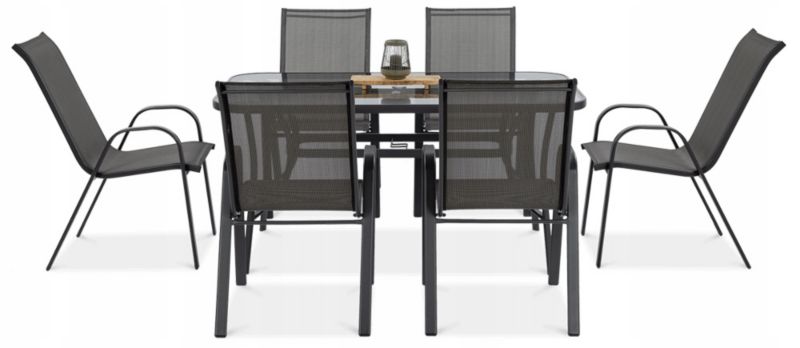 Zestaw Mebli Jadalnianych Focus Garden Ogrodowych Stół 150x90 6x Krzesło Bologna Szare 1 szt