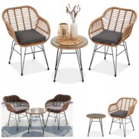 Zestaw Mebli na balkon Focus Garden Balkonowych Na Balkon Taras Kubu 2+1 Stół Szary z brązem 1 szt