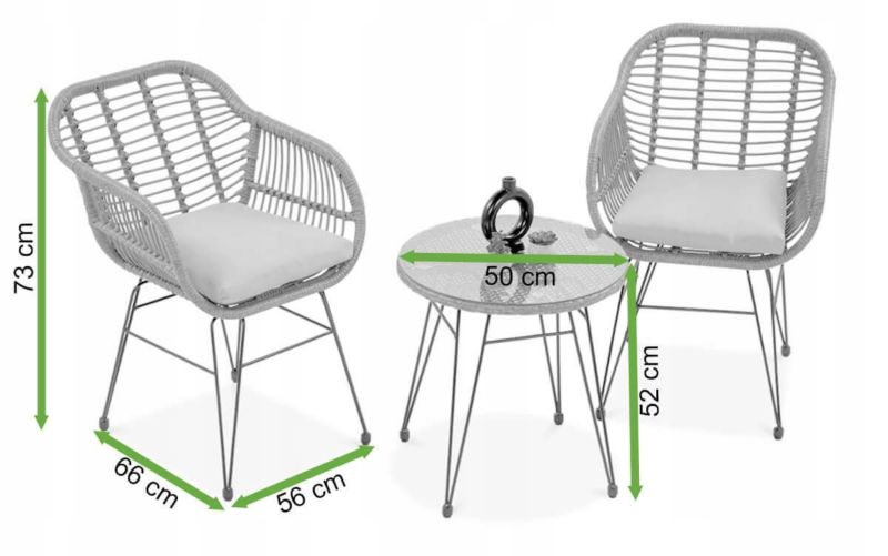 Zestaw Mebli na balkon Focus Garden Balkonowych Na Balkon Taras Kubu 2+1 Stół Szary z brązem 1 szt