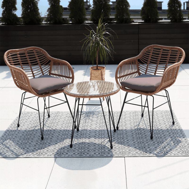 Zestaw Mebli na balkon Focus Garden Balkonowych Na Balkon Taras Kubu 2+1 Stół Szary z brązem 1 szt