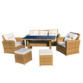 Zestaw Mebli Ogrodowych AMARA 4iQ Group Rattan PE 7-osobowy BRĄZOWY komplet 6szt.