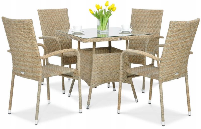 Zestaw Mebli Ogrodowych Focus Garden 4x Fotel Jadalnianych Technorattan Fiesta/lugo Stół 1 szt