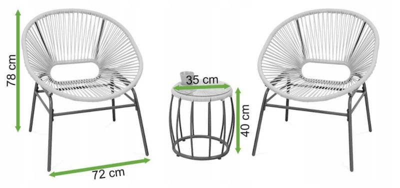 Zestaw Mebli Ogrodowych Focus Garden Balkonowych Maya Stolik Krzesło Balkon 2+1 1 szt