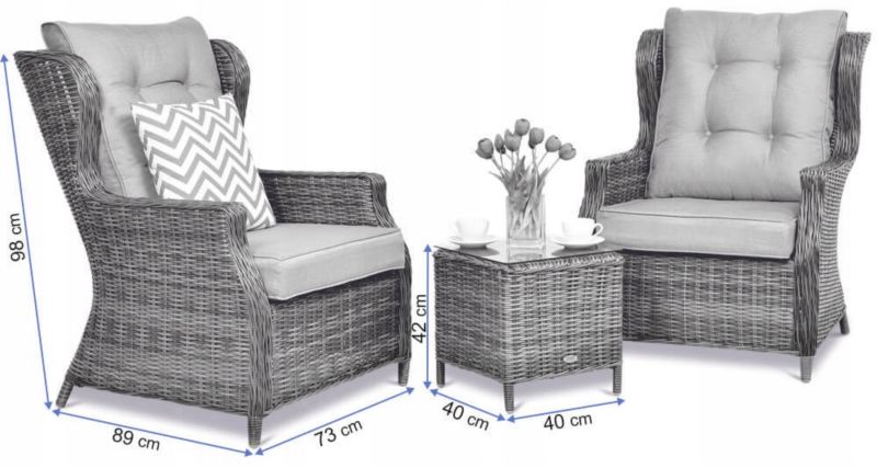 Zestaw Mebli Ogrodowych Focus Garden Technorattan Balkon Trivento Fotel Stolik Kawowy 1 szt