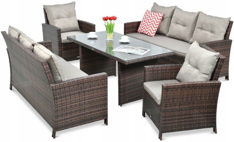 Zestaw Mebli Ogrodowych Focus Garden Technorattan Ibiza Family Sofa Stół 2x Fotel Taras 1 szt