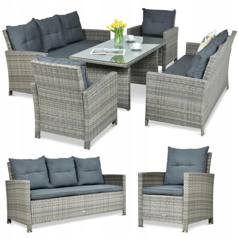 Zestaw Mebli Ogrodowych Focus Garden Technorattan Ibiza Family Sofa Stół Fotel Taras 1 szt
