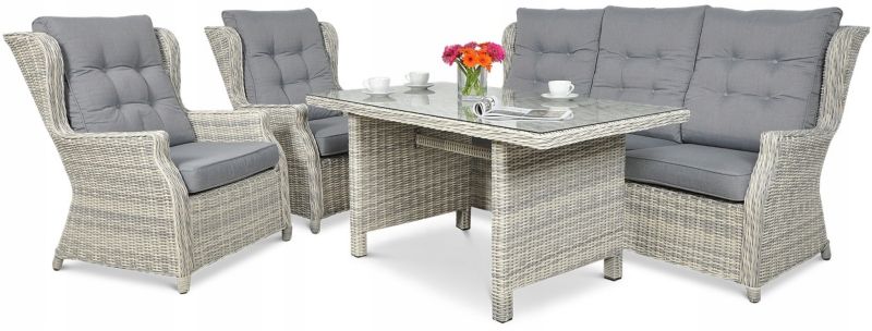 Zestaw Mebli Ogrodowych Focus Garden Technorattan Trivento Stół Sofa Fotel Szary z Beige 1 szt