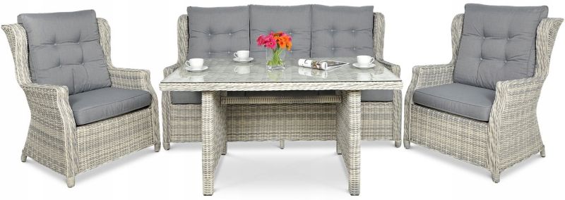 Zestaw Mebli Ogrodowych Focus Garden Technorattan Trivento Stół Sofa Fotel Szary z Beige 1 szt