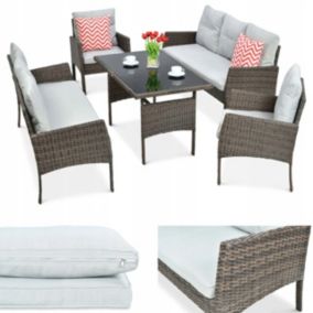 Zestaw Mebli Ogrodowych Focus Garden Wypoczynkowy Technorattan Cortina Sofa 2 Fotel  2x Sofa Jasny Szary 1 szt