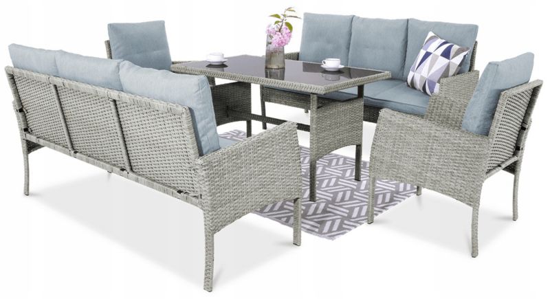 Zestaw Mebli Ogrodowych Focus Garden Wypoczynkowy Technorattan Cortina Sofa 2 Fotel Stół Dolphin Grey 1 szt